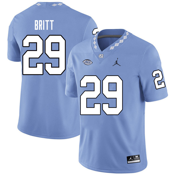 Jordan Brand Men #29 J.K. Britt North Carolina Tar Heels College Football Jerseys Sale-Carolina Blue